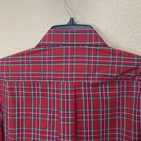 Men’s Club Room Regular Fit Performance Shirt Cotton Red Navy Green Neck 16 NWT - Picture 9 of 10